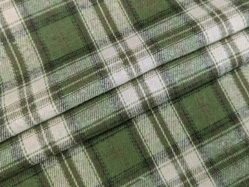 Коттон рубашечный клетка 80 мм, зеленый с бежевым - фото 1 - интернет-магазин tkani-atlas.com.ua
