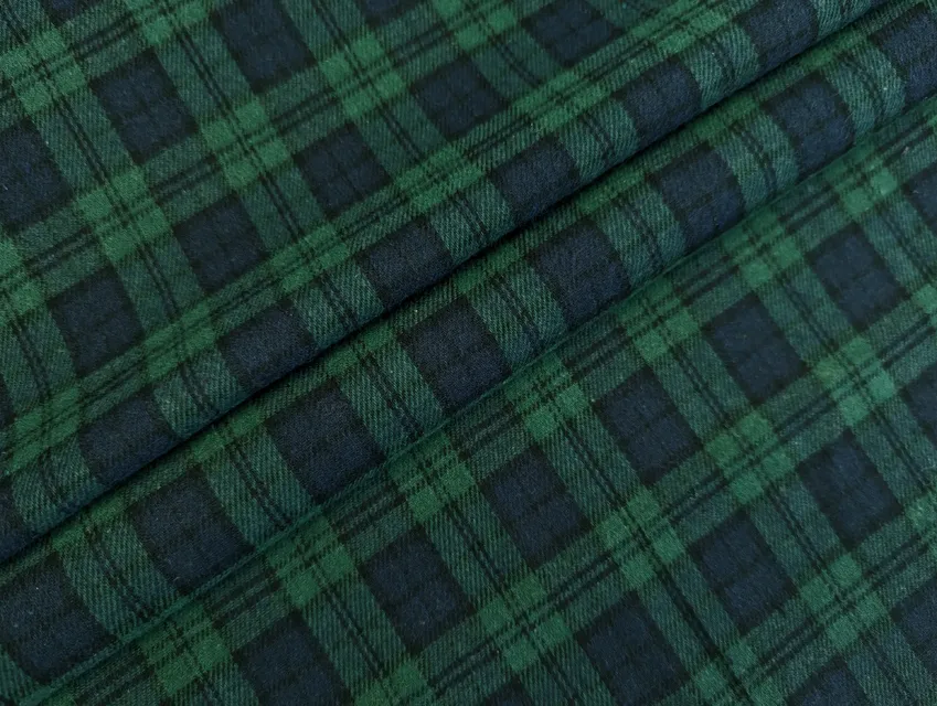 Коттон рубашечный клетка 52 мм, зеленый на темно-синем - фото 1 - интернет-магазин tkani-atlas.com.ua