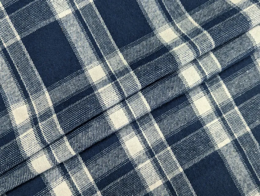 Коттон рубашечный клетка 91 мм, белый на синем - фото 1 - интернет-магазин tkani-atlas.com.ua