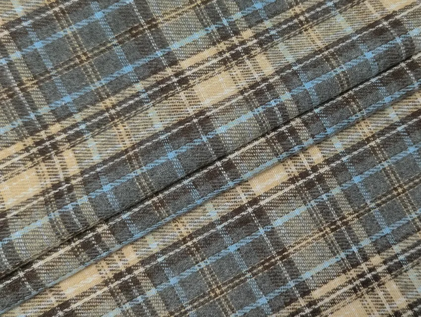 Коттон рубашечный клетка 80 мм, серый с бежевым - фото 1 - интернет-магазин tkani-atlas.com.ua