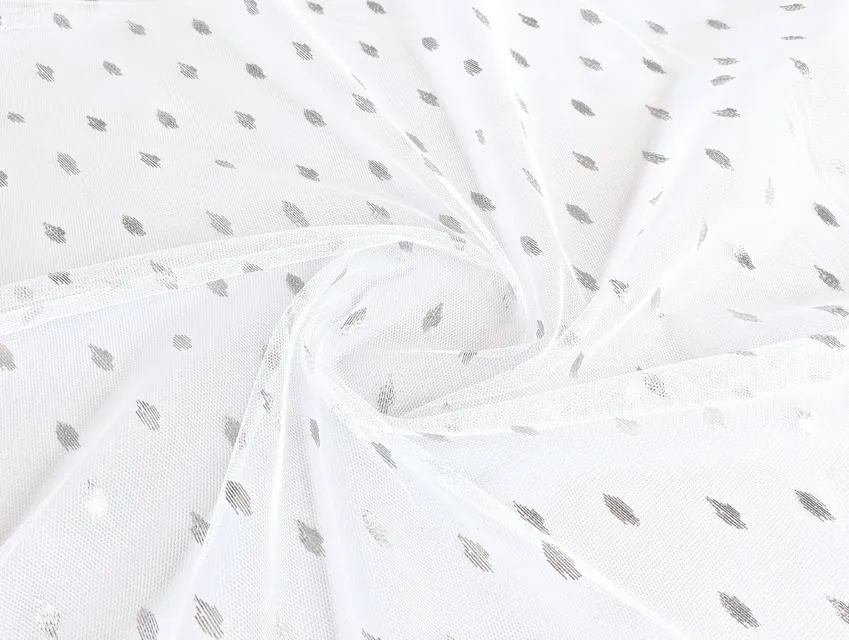 Сітка стрейч уцінка (текстильний недолік), срібло на білому (відріз 3,4 м) - фото 1 - інтернет-магазин tkani-atlas.com.ua