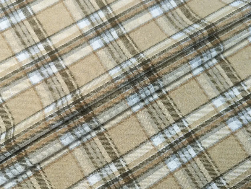 Котон сорочковий уцінка (недолік), бежевий з коричневим - фото 1 - інтернет-магазин tkani-atlas.com.ua