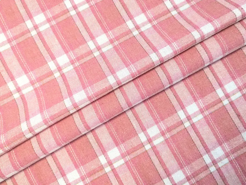 Котон сорочковий клітина 57 мм, молочний на рожевому - фото 1 - інтернет-магазин tkani-atlas.com.ua