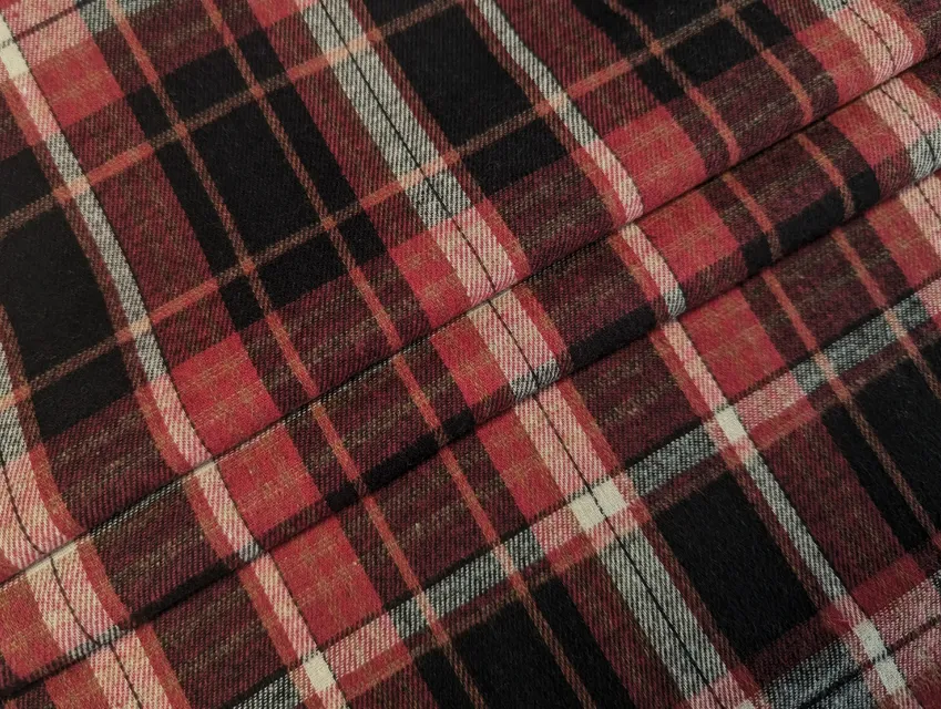 Котон сорочковий клітина 110 мм, бордовий з чорним - фото 1 - інтернет-магазин tkani-atlas.com.ua