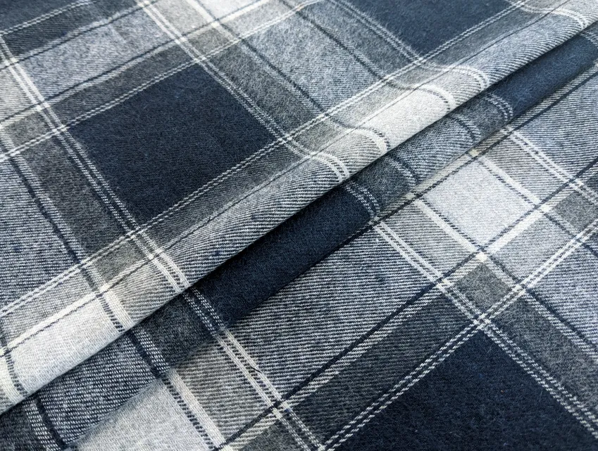 Котон сорочковий клітина 142 мм, сірий на темно-синьому - фото 1 - інтернет-магазин tkani-atlas.com.ua