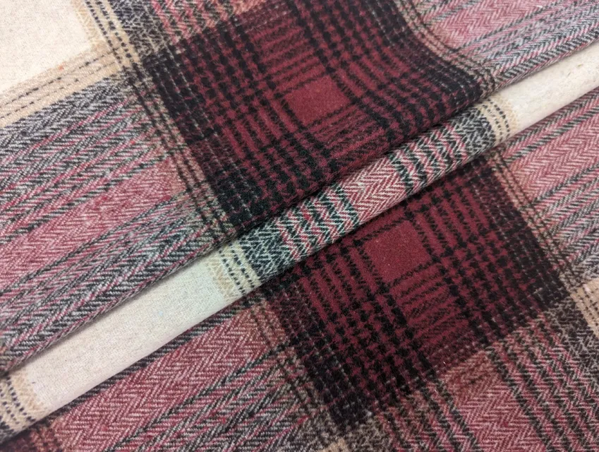 Костюмка котон велика клітинка, бордовий з бежевим - фото 1 - інтернет-магазин tkani-atlas.com.ua