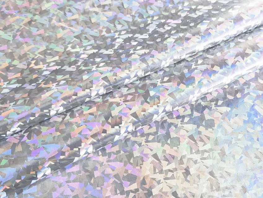 Трикотаж масло нарядне голограма райдужна, срібло на білому - фото 1 - інтернет-магазин tkani-atlas.com.ua