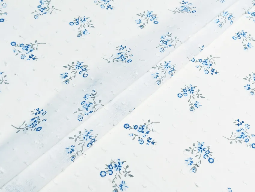 Батист крапка букет, біло-блакитний - фото 1 - інтернет-магазин tkani-atlas.com.ua