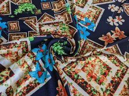 Трикотаж мікс орнаментів, темно-синій (відріз 2 м) - інтернет-магазин tkani-atlas.com.ua