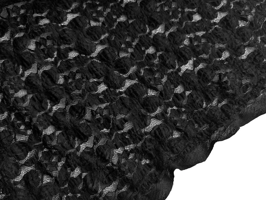 Гіпюр фактурний квіткова композиція, чорний (відріз 3 м) - фото 1 - інтернет-магазин tkani-atlas.com.ua