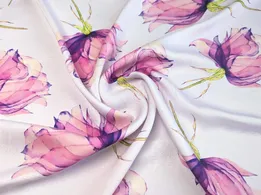 Вискоза шелк акварельні троянди, бузково-ліловий (відріз 0,7 м) - інтернет-магазин tkani-atlas.com.ua