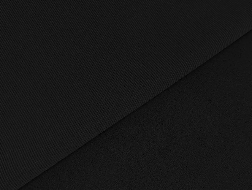 Трикотаж рубчик на хутрі, чорний (відріз 0,6 м) - фото 1 - інтернет-магазин tkani-atlas.com.ua