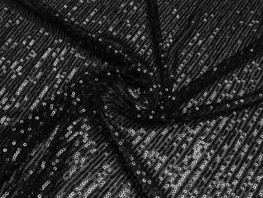 Пайетка Зара, серебро на черном (отрез 1,6 м) - фото 1 - интернет-магазин tkani-atlas.com.ua