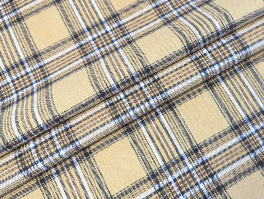 Котон сорочковий уцінка (недолік), темно-бежевий із чорним (відріз 1,1 м) - фото 1 - інтернет-магазин tkani-atlas.com.ua