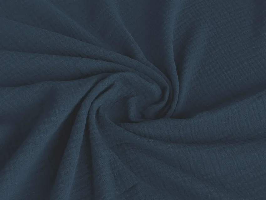 Муслін двошаровий однотонний, темно-синій - фото 1 - інтернет-магазин tkani-atlas.com.ua