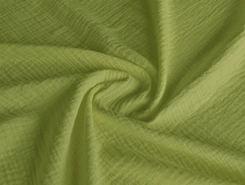 Муслін двошаровий, зелений горох - фото 1 - інтернет-магазин tkani-atlas.com.ua