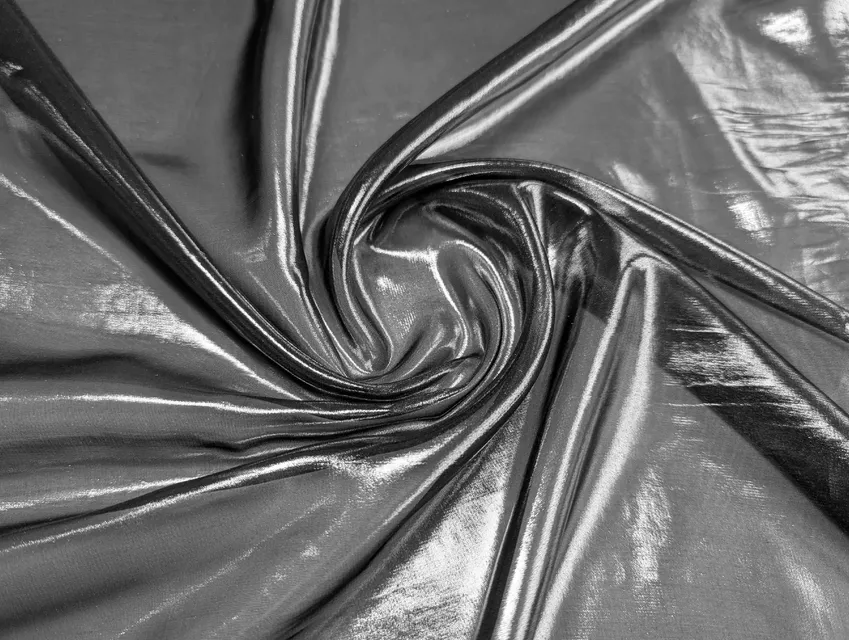 Шифон Винди зеркальный, серебро на черном - фото 1 - интернет-магазин tkani-atlas.com.ua