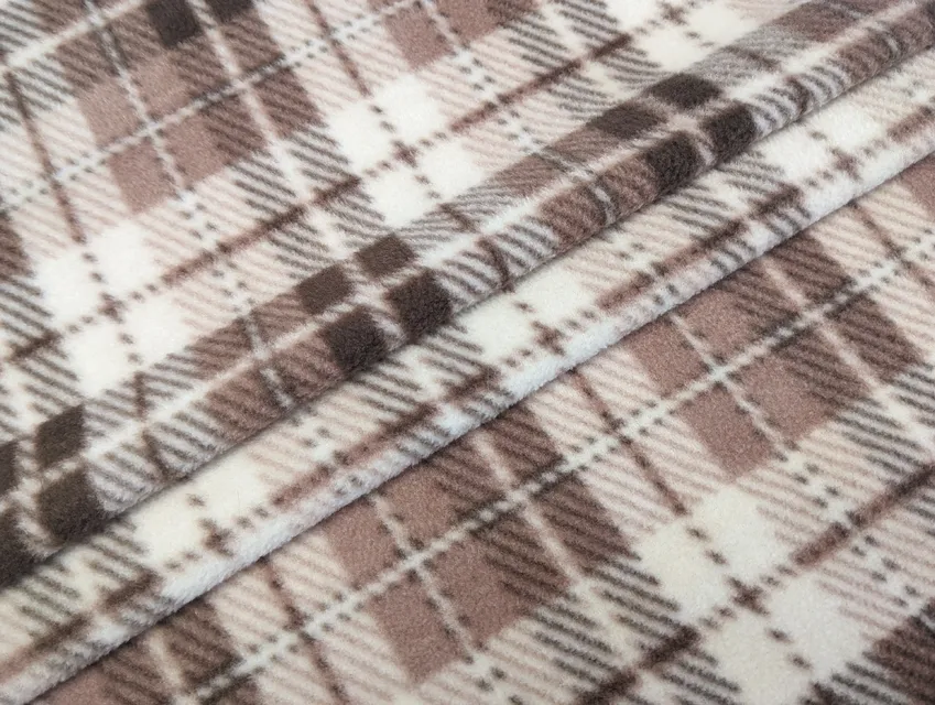 Фліс малюнок клітинка, кориця (відріз 2,4 м) - фото 1 - інтернет-магазин tkani-atlas.com.ua