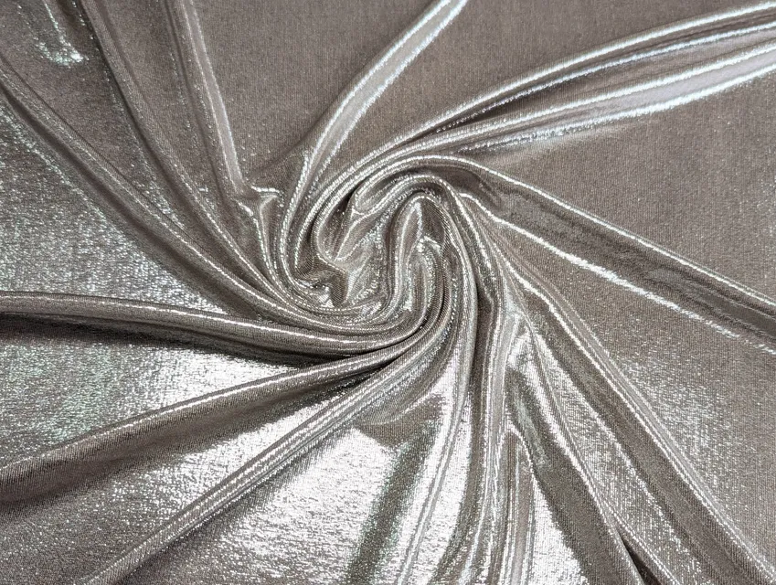 Трикотаж лікра дзеркальний, срібло на бежевому - фото 1 - інтернет-магазин tkani-atlas.com.ua