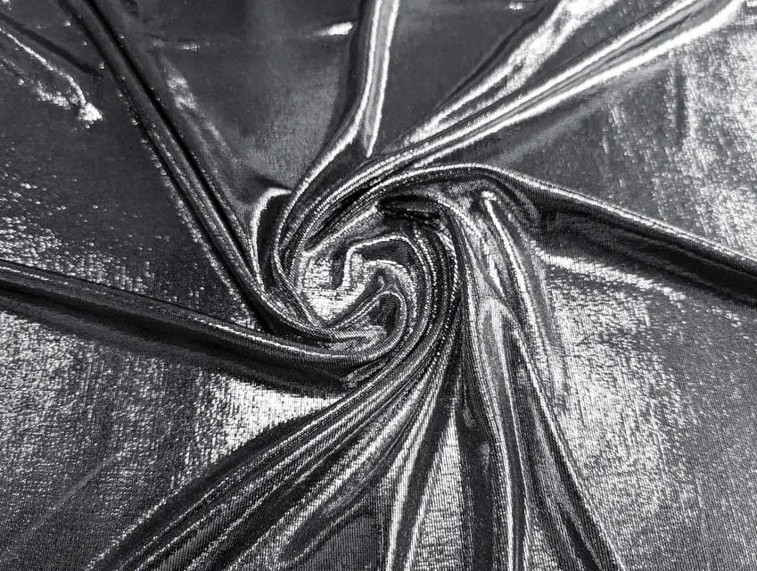Трикотаж ликра зеркальный, серебро на черном - фото 1 - интернет-магазин tkani-atlas.com.ua