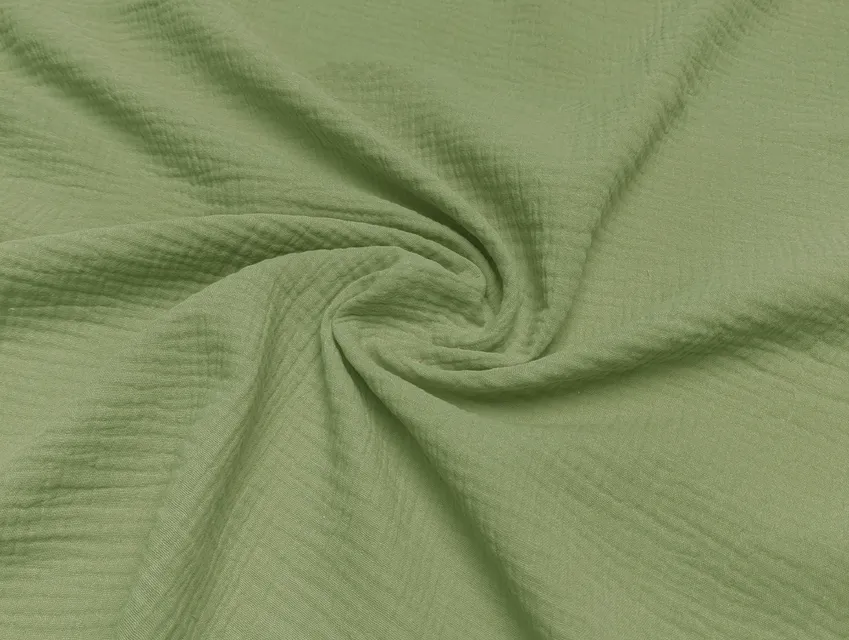 Муслин двухслойный, светлая оливка (отрез 2,1 м) - фото 1 - интернет-магазин tkani-atlas.com.ua