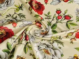 Шовк Армані літній сад, лимонно-салатовий (відріз 1 м) - інтернет-магазин tkani-atlas.com.ua