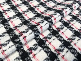 Пальтова з вовною клітинка 45 мм, чорний на молочному (відріз 1,2 м) - інтернет-магазин tkani-atlas.com.ua