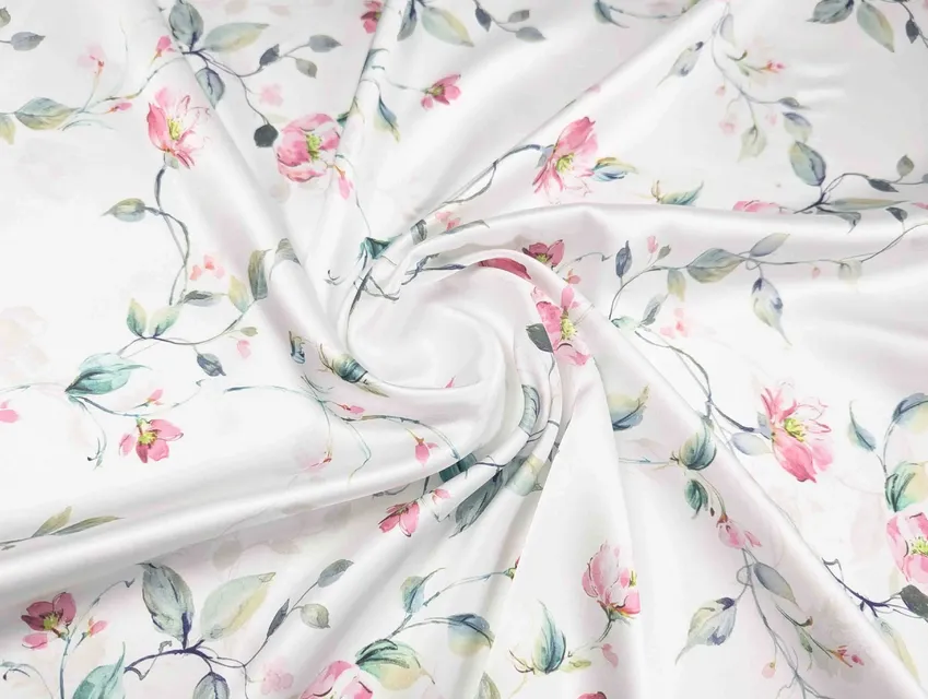 Шелк Армани розы на лозе, молочный - фото 1 - интернет-магазин tkani-atlas.com.ua