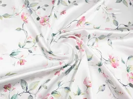 Шовк Армані троянди на лозі, молочний - інтернет-магазин tkani-atlas.com.ua