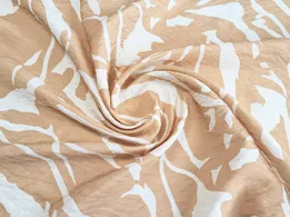 Віскоза шовк Бохо абстракція, бежевий на кремовому - інтернет-магазин tkani-atlas.com.ua