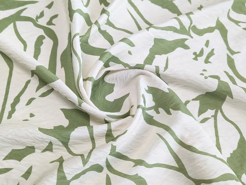 Вискоза шелк Бохо абстракция, оливковый на кремовом - фото 1 - интернет-магазин tkani-atlas.com.ua