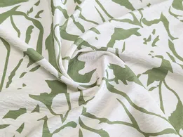 Віскоза шовк Бохо абстракція, оливковий на кремовому - інтернет-магазин tkani-atlas.com.ua