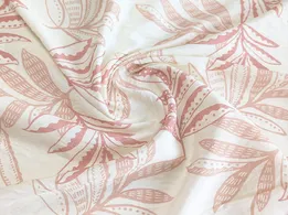 Віскоза шовк Бохо листяна казка, кремовий з амарантовим - інтернет-магазин tkani-atlas.com.ua