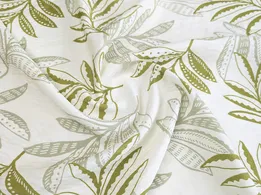 Віскоза шовк Бохо листяна казка, кремовий з оливковим - інтернет-магазин tkani-atlas.com.ua