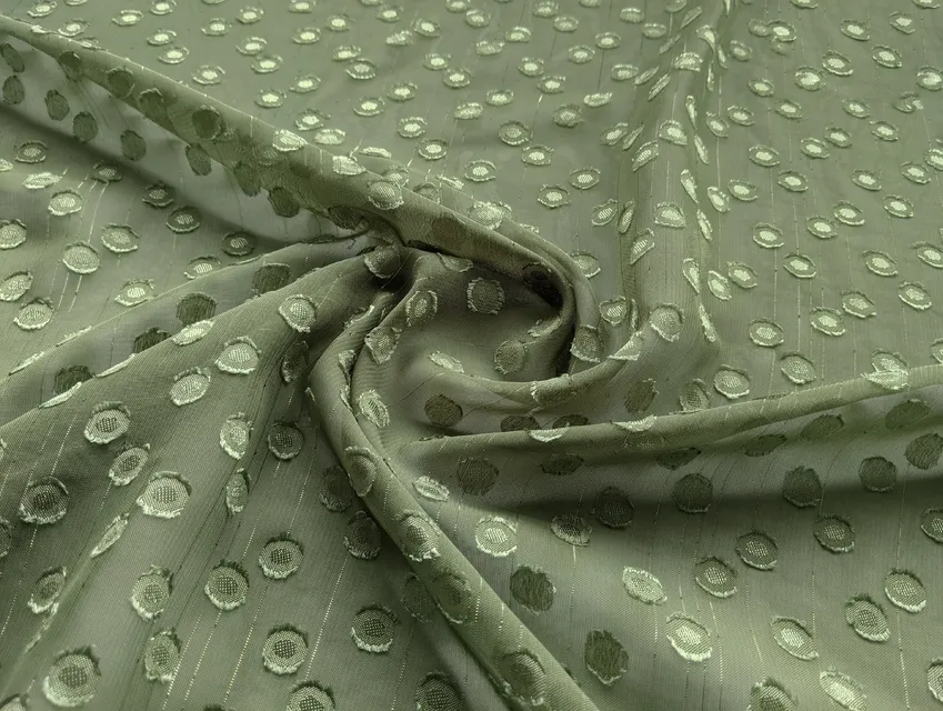 Шифон металік крапка 7 мм, темний хакі (відріз 2,9 м) - фото 1 - інтернет-магазин tkani-atlas.com.ua