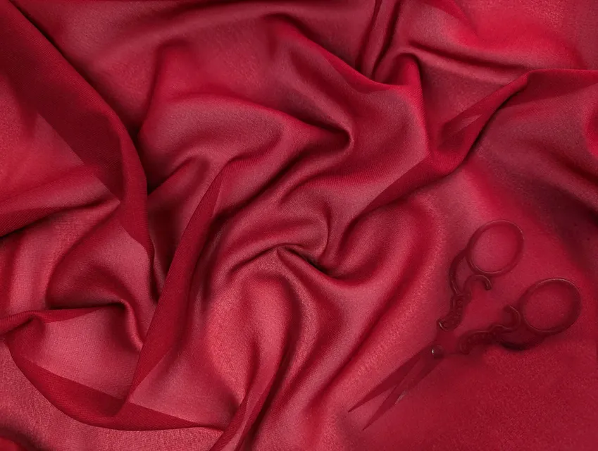Шифон Винди, красный (отрез 0,6 м) - фото 1 - интернет-магазин tkani-atlas.com.ua