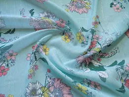 Шифон жакард з люрексовою ниткою травневий букет, рожевий на ментолі (відріз 2,8 м) - інтернет-магазин tkani-atlas.com.ua