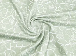 Штапель Бельмондо цветочные силуэты, оливковый - интернет-магазин tkani-atlas.com.ua