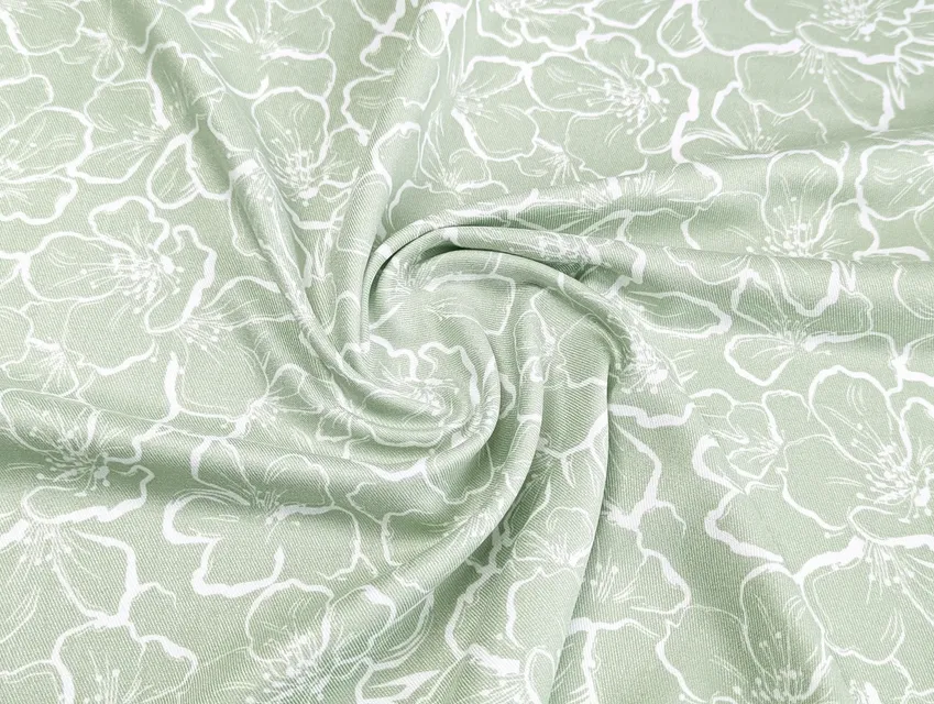 Штапель Бельмондо квіткові силуети, оливковий - фото 1 - інтернет-магазин tkani-atlas.com.ua