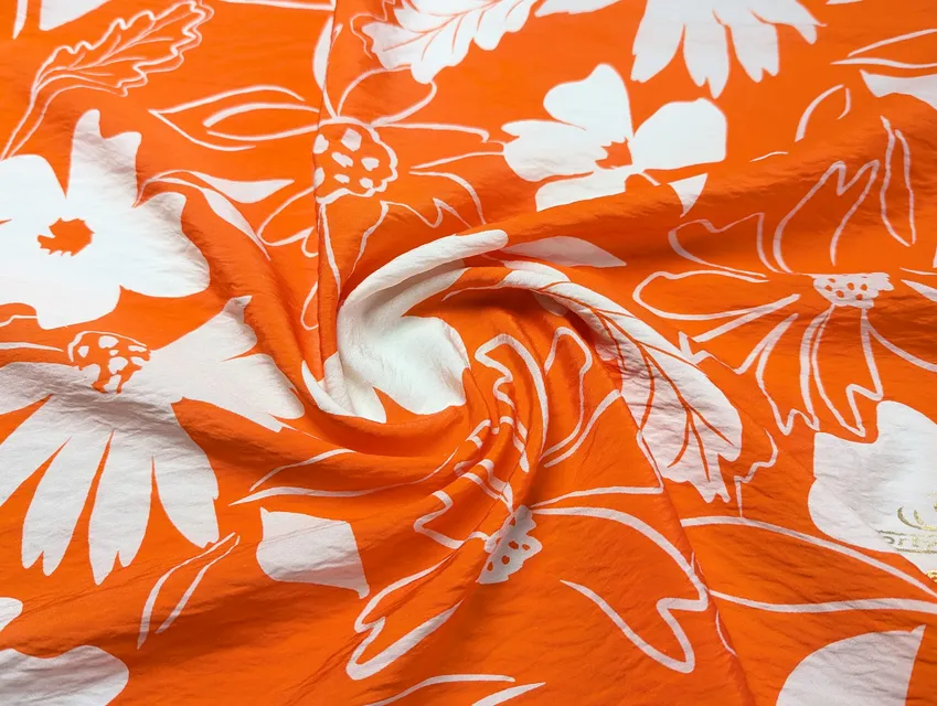 Вискоза шелк Бохо крупные цветы, яркий оранжевый - фото 1 - интернет-магазин tkani-atlas.com.ua