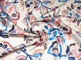 Шелк Армани акварельный сад, сиренево-синий - интернет-магазин tkani-atlas.com.ua