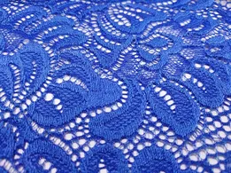 Гипюр стрейч Классика крупные цветы, электрик (отрез 0,6 м) - интернет-магазин tkani-atlas.com.ua