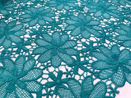 Сітка макраме котон ромашка, бірюзовий (відріз 2,2 м) - інтернет-магазин tkani-atlas.com.ua