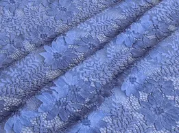 Гипюр французский цветочная композиция, джинсовый (отрез 3 м) - интернет-магазин tkani-atlas.com.ua