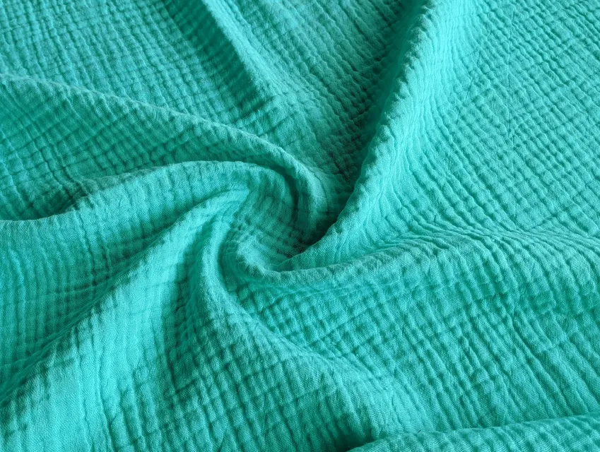 Муслин двухслойный, бирюзовый (отрез 2,8 м) - фото 1 - интернет-магазин tkani-atlas.com.ua