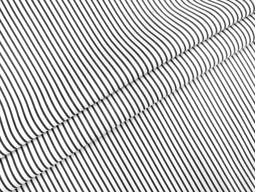 Полікотон сорочковий смужка 5 мм, чорний на білому (відріз 2,4 м) - фото 1 - інтернет-магазин tkani-atlas.com.ua