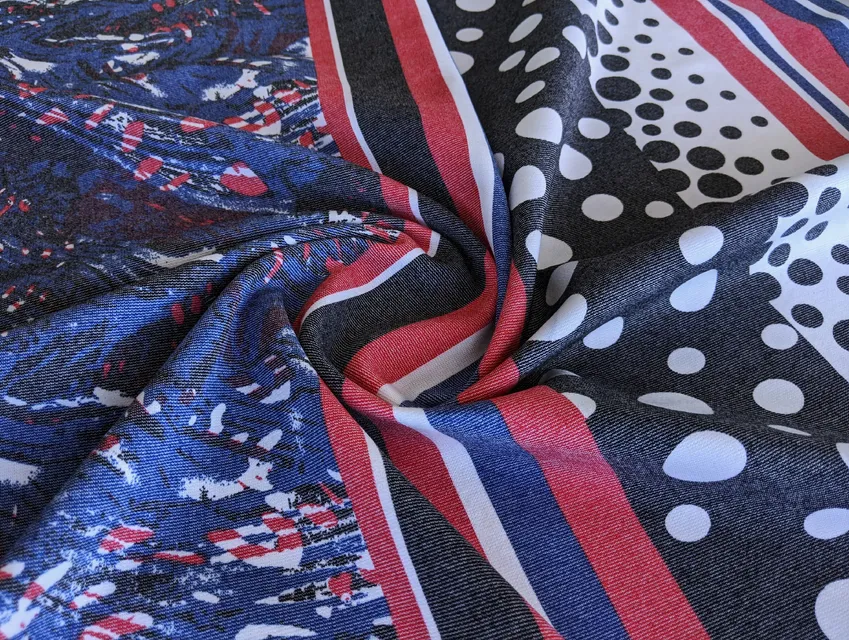 Трикотаж Барбері потрійний купон, червоно-синій (відріз 2 м) - фото 1 - інтернет-магазин tkani-atlas.com.ua