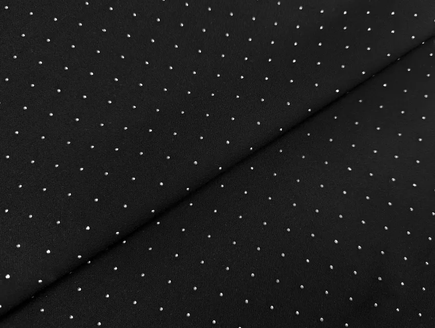 Біанка зі стразами, срібло на чорному - фото 1 - інтернет-магазин tkani-atlas.com.ua