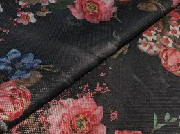Диско чешуя квіткова композиція, чорний (відріз 2 м) - інтернет-магазин tkani-atlas.com.ua