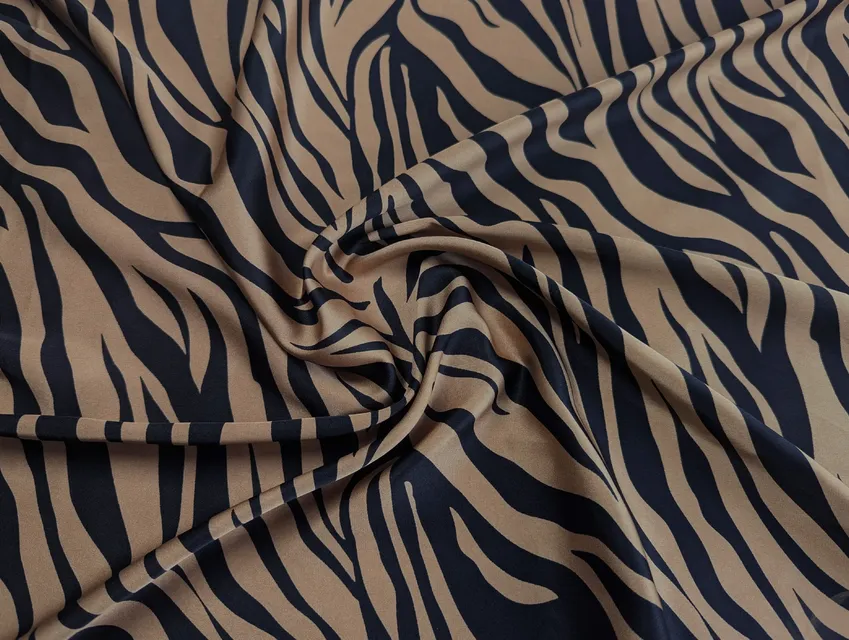 Шовк Армані зебра, чорний на бежевому - фото 1 - інтернет-магазин tkani-atlas.com.ua